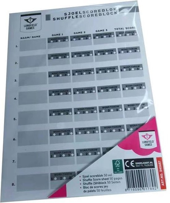 Sjoel Scoreblok - 50 blaadjes - Sjoelscoreblok - Sjoelstand bijhouden 