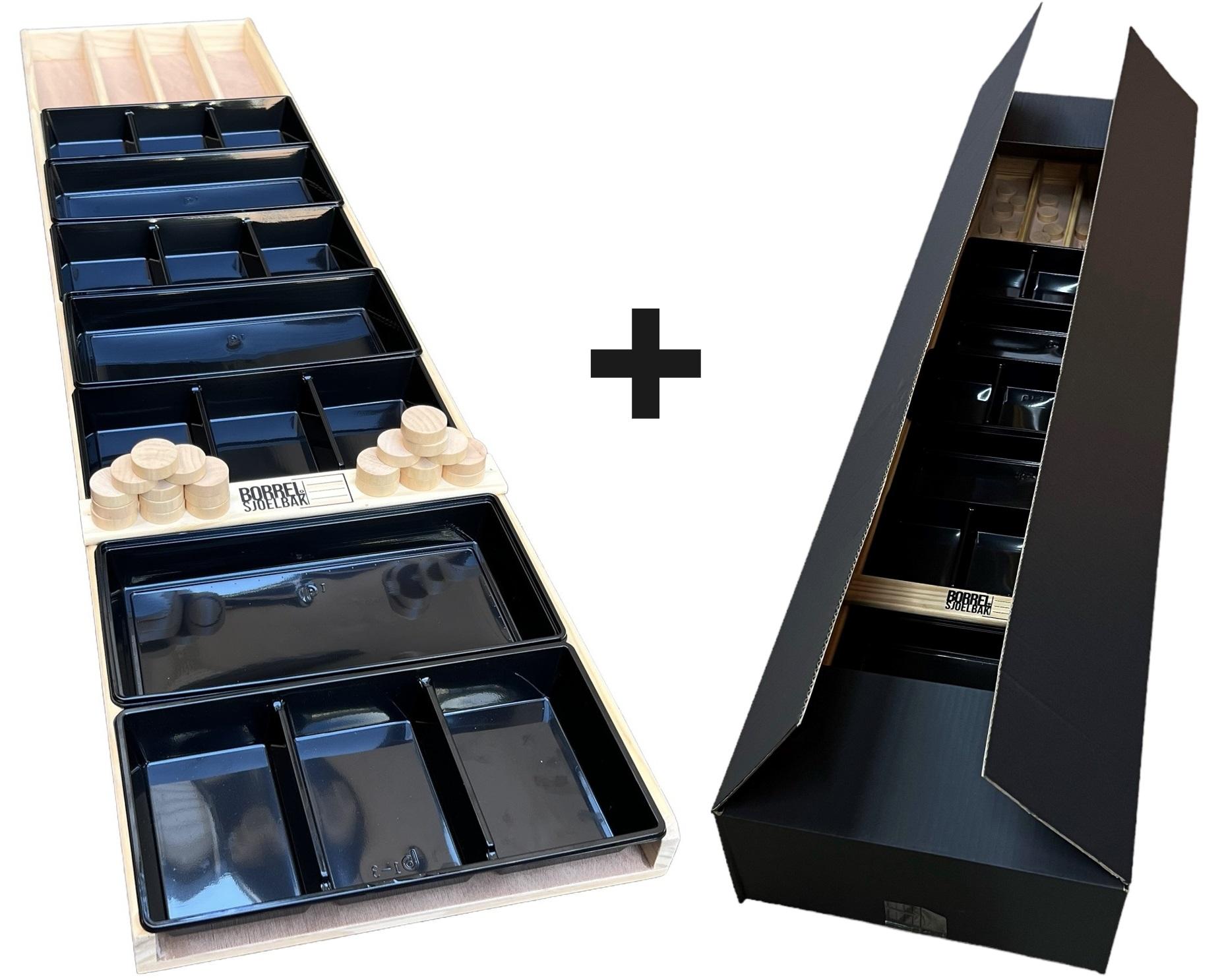 Borrelsjoelbak - Hapjesplank met Uitneembare Bakjes - 120 cm - Borrelplank  - met Geschenkdoos